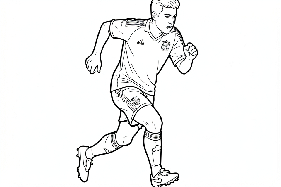 een rennende voetballer Kleurplaat een rennende voetballer