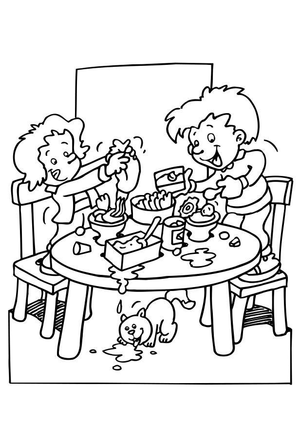 eten maken Kleurplaat eten maken