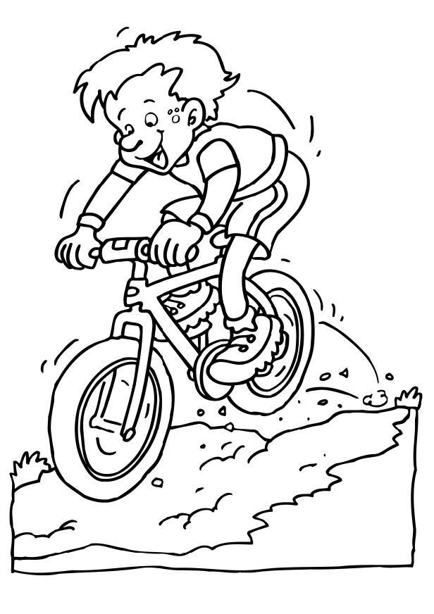 fietsen op mountainbike Kleurplaat fietsen op mountainbike