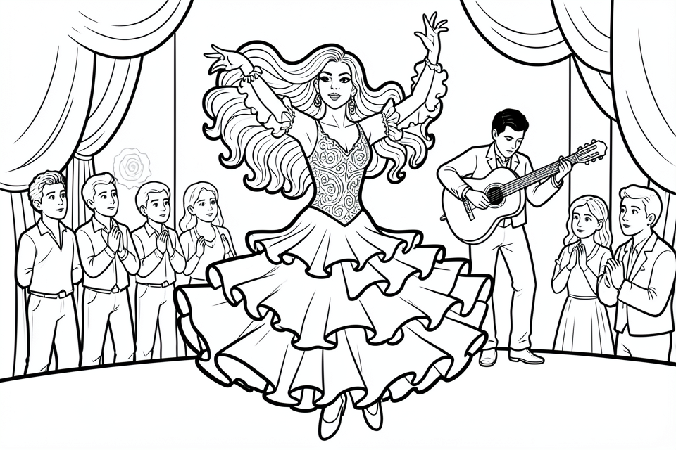flamenco Kleurplaat flamenco