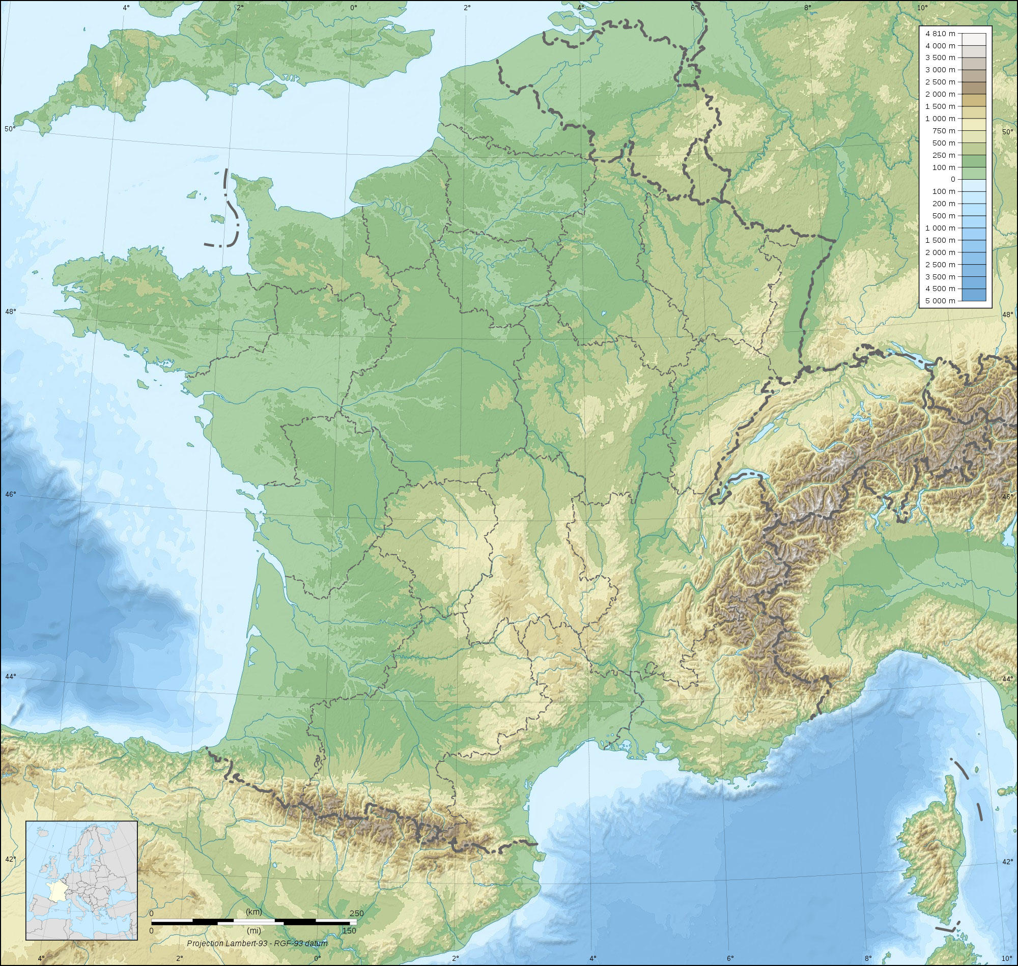 frankrijk topografisch Afbeelding frankrijk topografisch