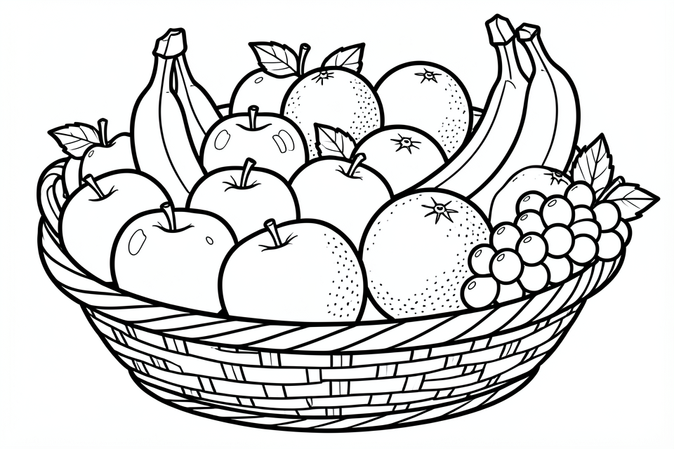 fruitmand Kleurplaat fruitmand