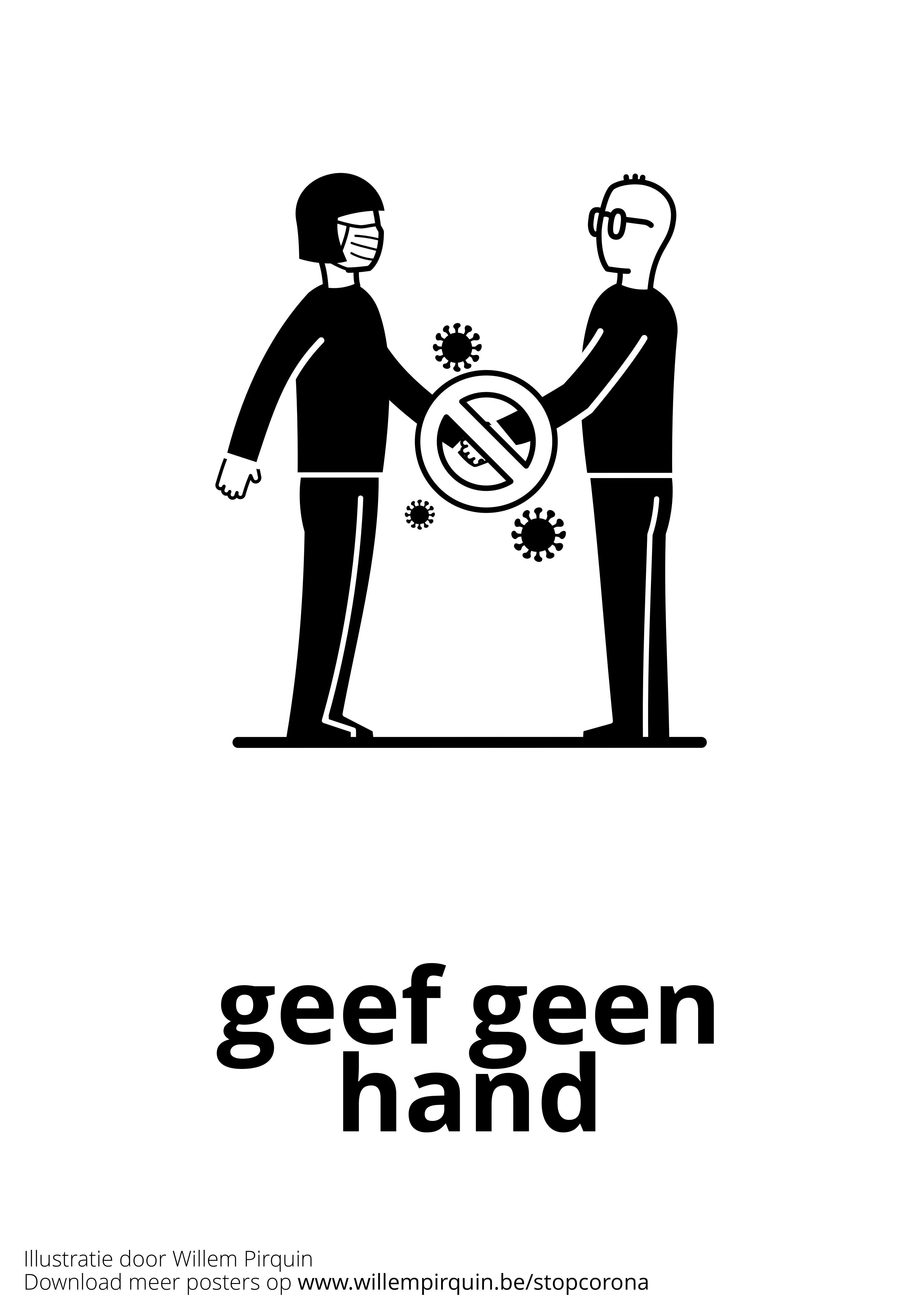 geef geen hand Kleurplaat geef geen hand