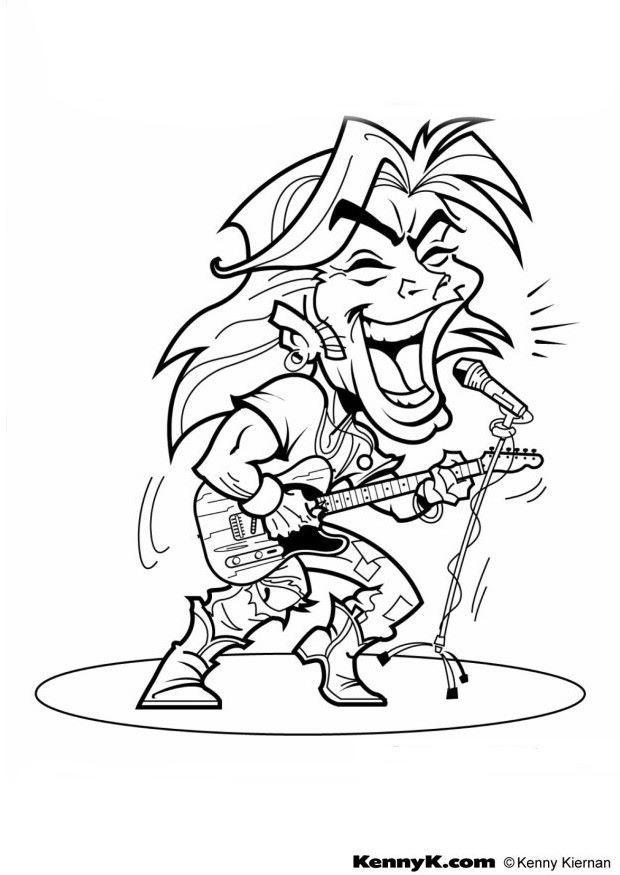 gitaar rockster Kleurplaat gitaar rockster