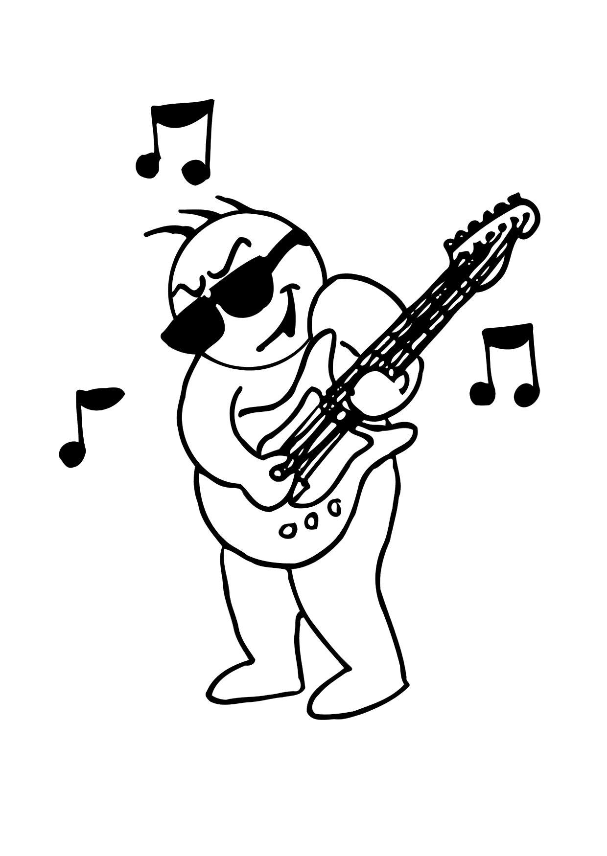 gitaar spelen Kleurplaat gitaar spelen