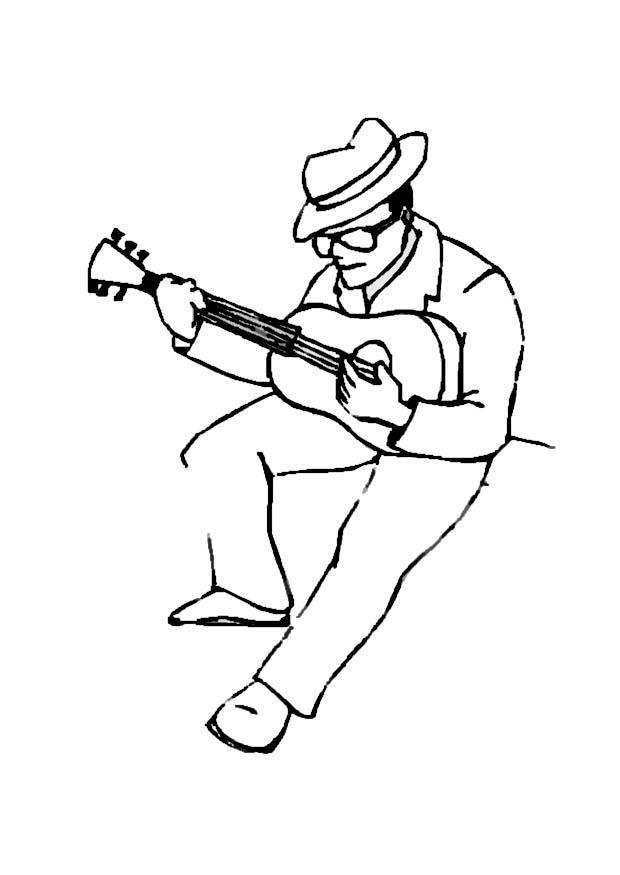 gitaar speler Kleurplaat gitaar speler
