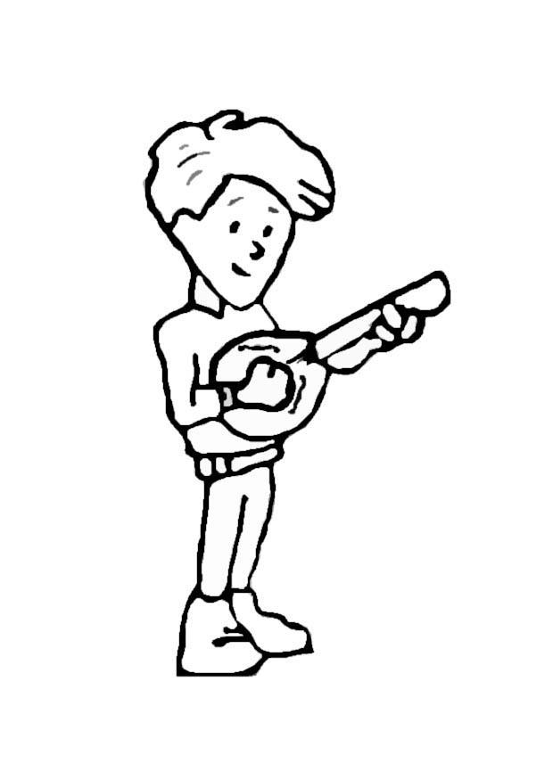 gitaar speler Kleurplaat gitaar speler