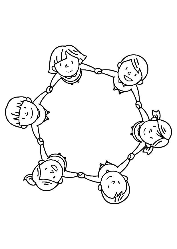 groep kinderen Kleurplaat groep kinderen