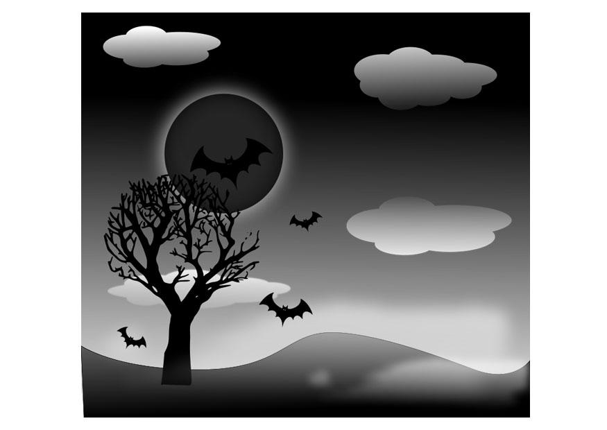 halloween landschap Kleurplaat halloween landschap