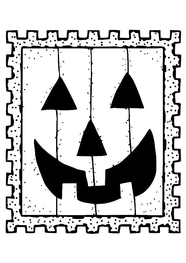 halloween postzegel Kleurplaat halloween postzegel