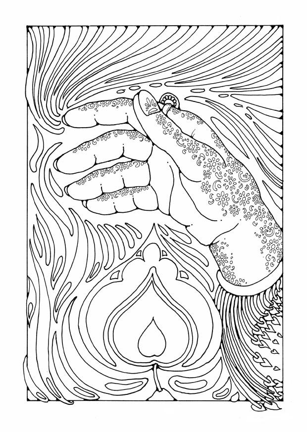 hand boven vlam Kleurplaat hand boven vlam