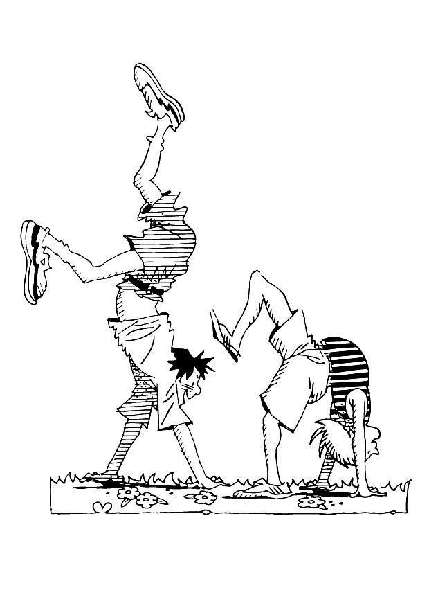 handenstand Kleurplaat handenstand