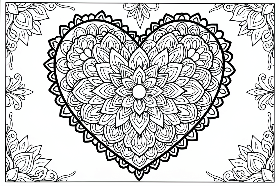 hart mandala Kleurplaat hart mandala