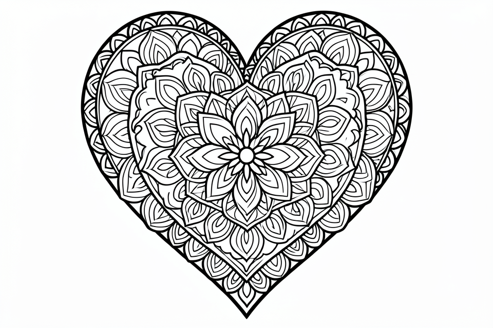 hart mandala Kleurplaat hart mandala