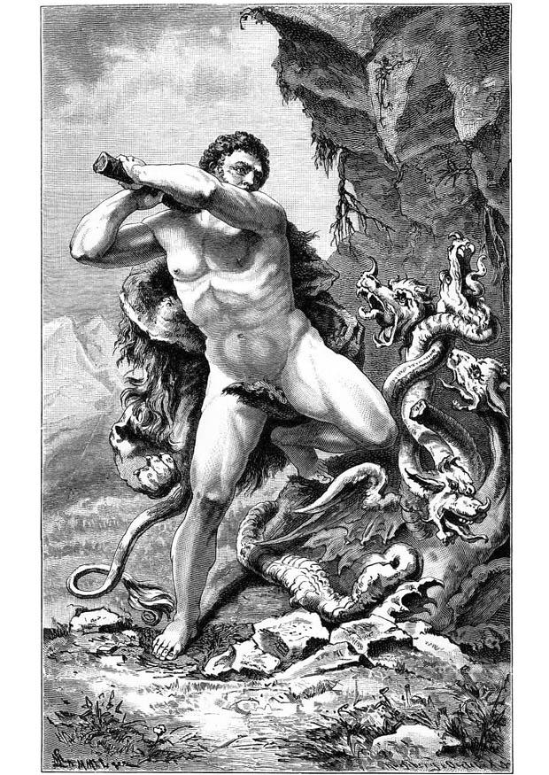 hercules en de slang Kleurplaat hercules en de slang