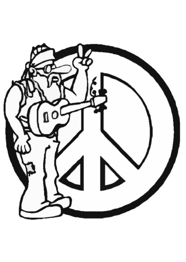 hippie Kleurplaat hippie