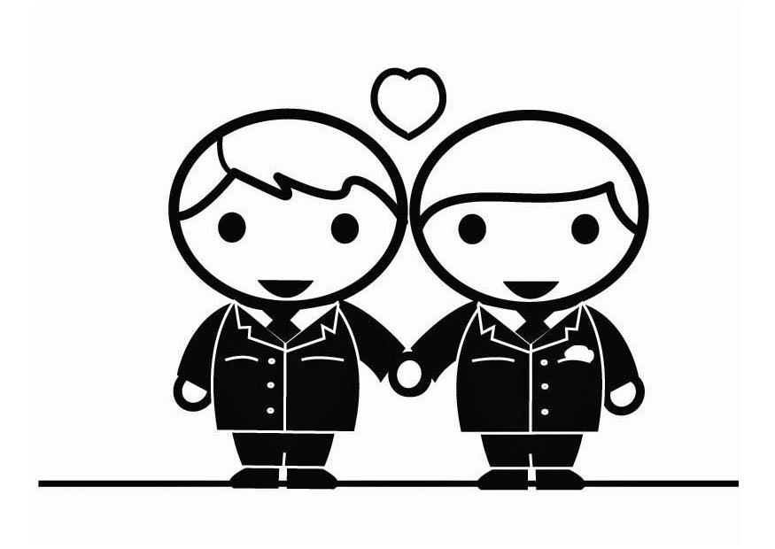 homohuwelijk mannen - holebi Kleurplaat homohuwelijk mannen - holebi