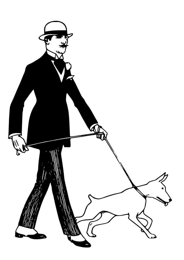 hond uitlaten Kleurplaat hond uitlaten