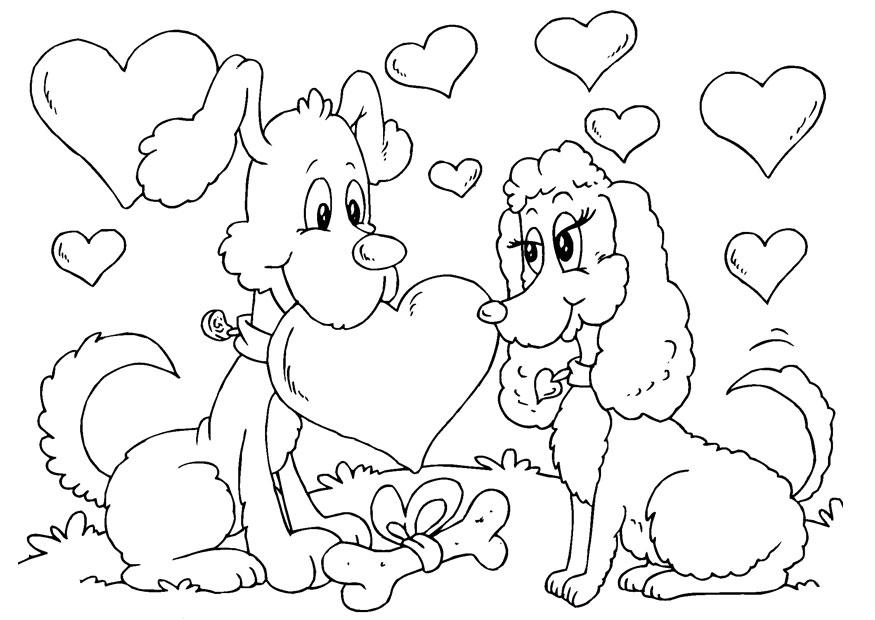 honden valentijn Kleurplaat honden valentijn