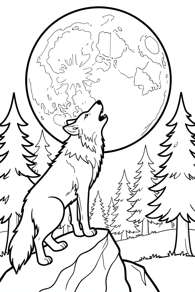 huilende wolf op een rots Kleurplaat huilende wolf op een rots