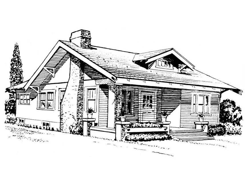 huis - bungalow Kleurplaat huis - bungalow