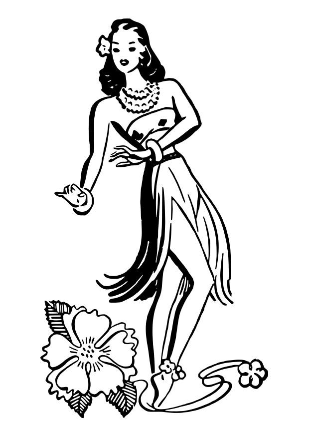 hula danseres Kleurplaat hula danseres