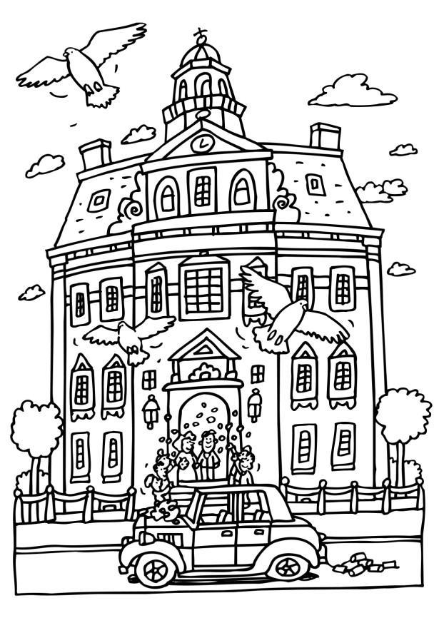 huwelijk in stadhuis Kleurplaat huwelijk in stadhuis