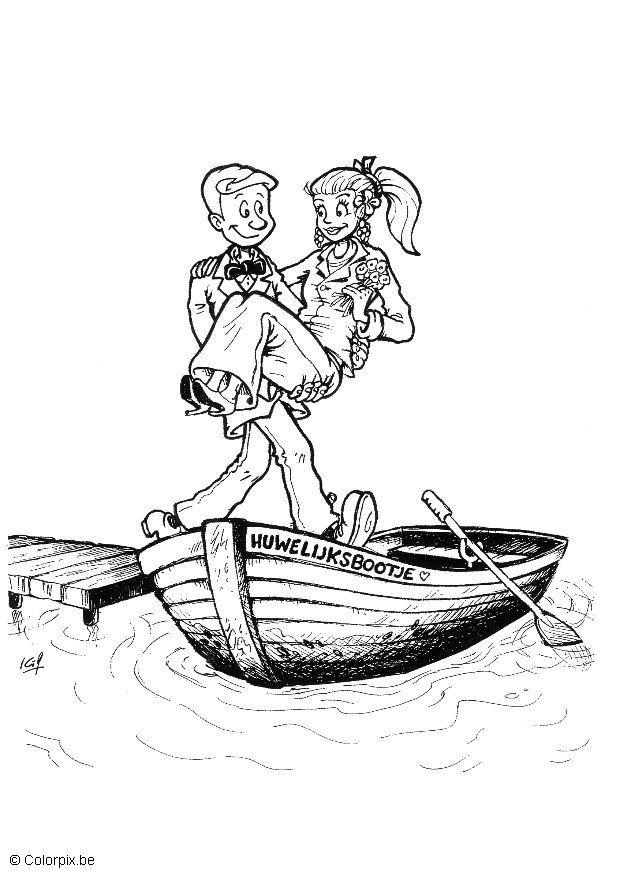 huwelijksbootje Kleurplaat huwelijksbootje