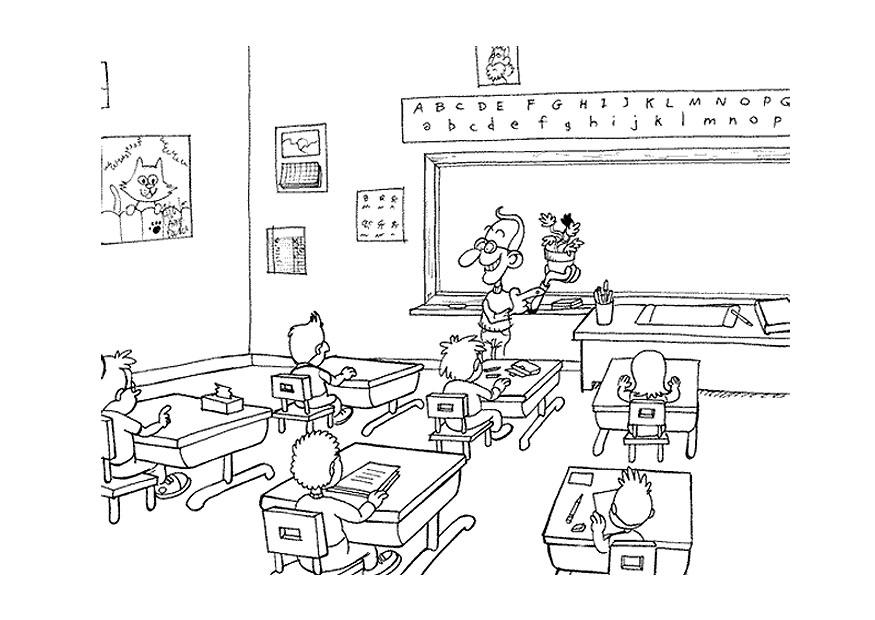 in de klas Kleurplaat in de klas