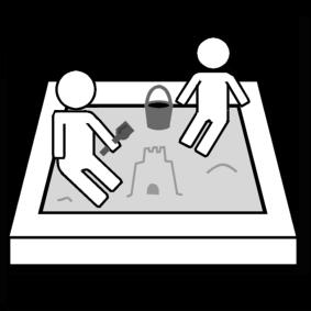 in de zandbak spelen Kleurplaat in de zandbak spelen