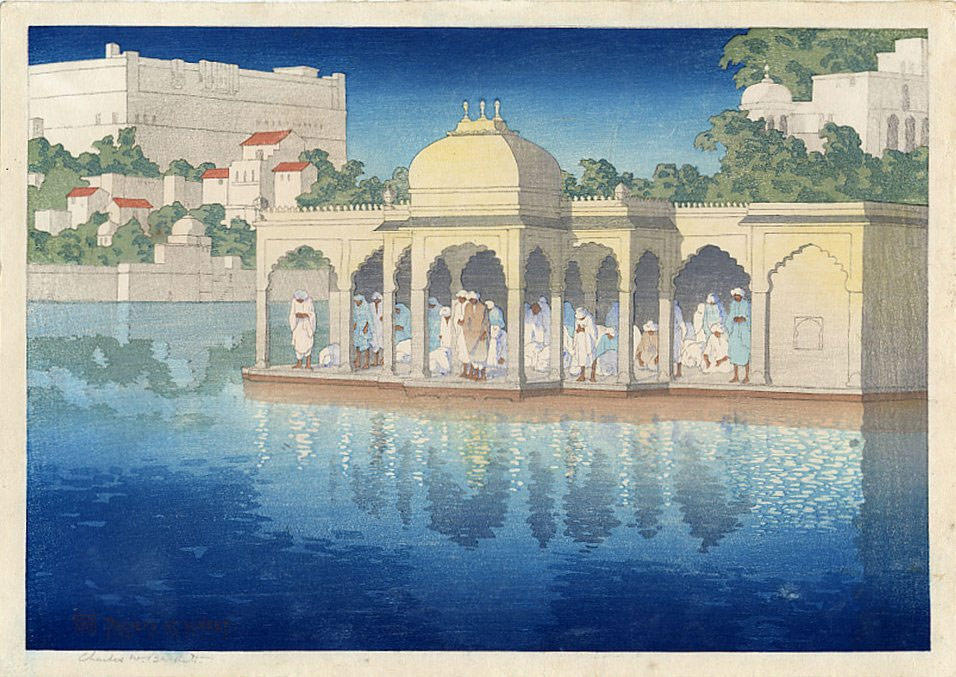 india, gebeden bij zonsopgang Foto india, gebeden bij zonsopgang
