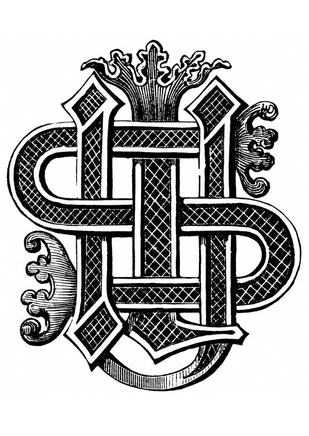 initialen jesus ( jehsus) Kleurplaat initialen jesus ( jehsus)