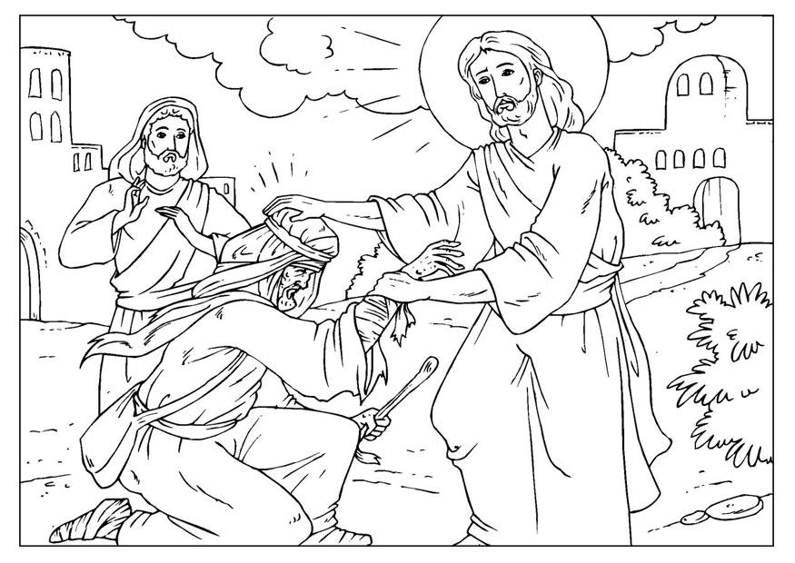 jezus geneest Kleurplaat jezus geneest