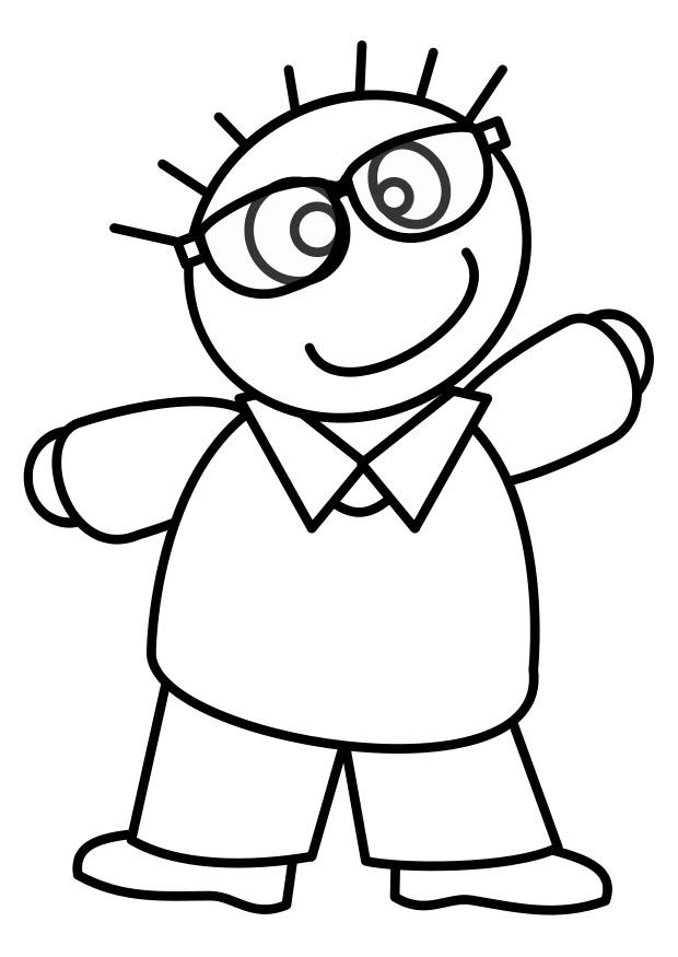 jongen met bril Kleurplaat jongen met bril