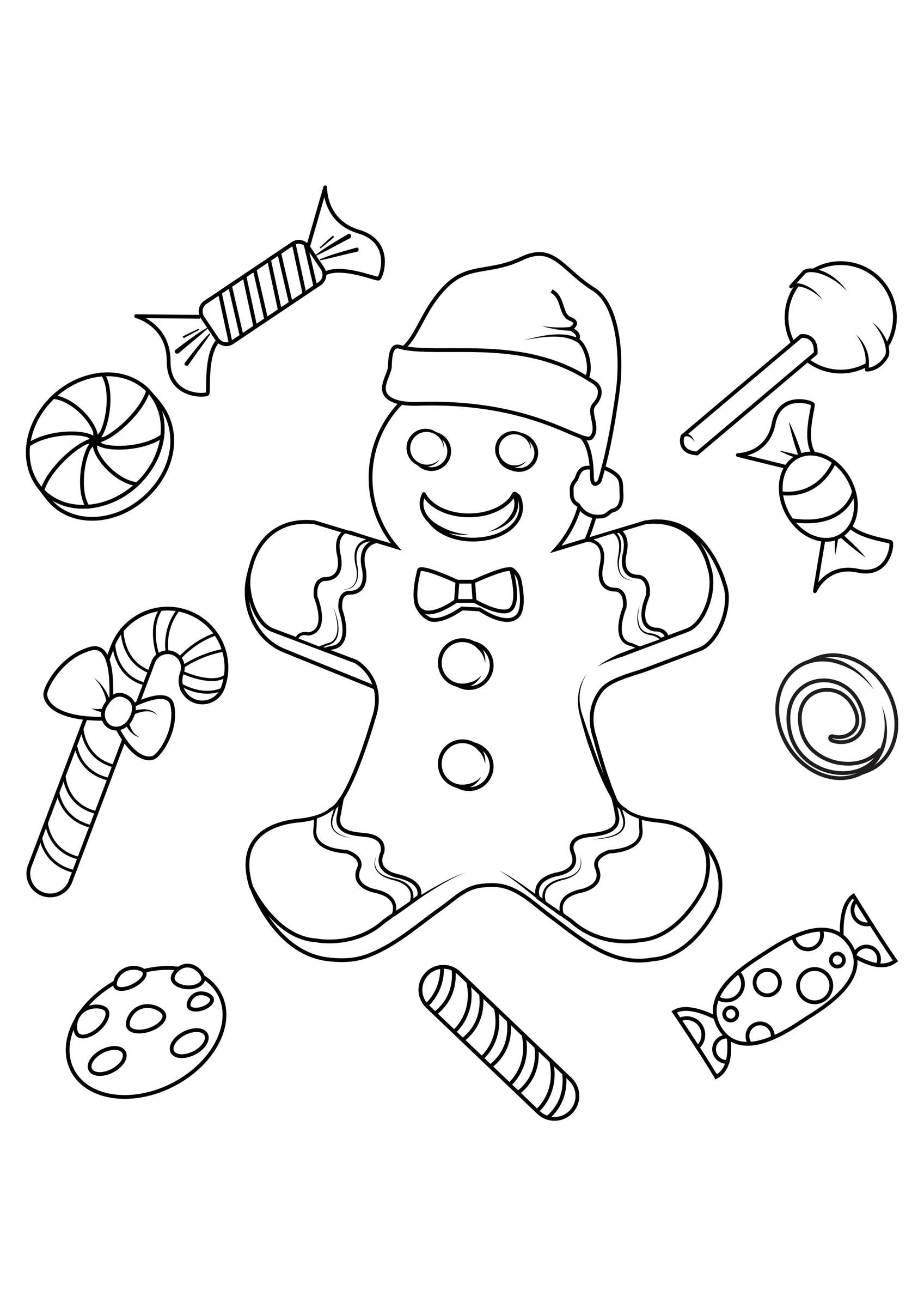 kerst snoep Kleurplaat kerst snoep