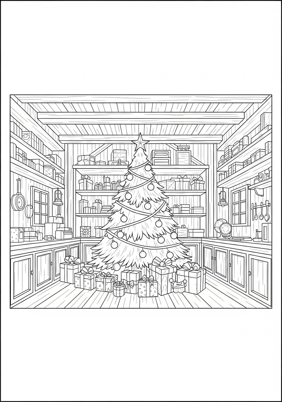 kerstboom met pakjes Kleurplaat kerstboom met pakjes