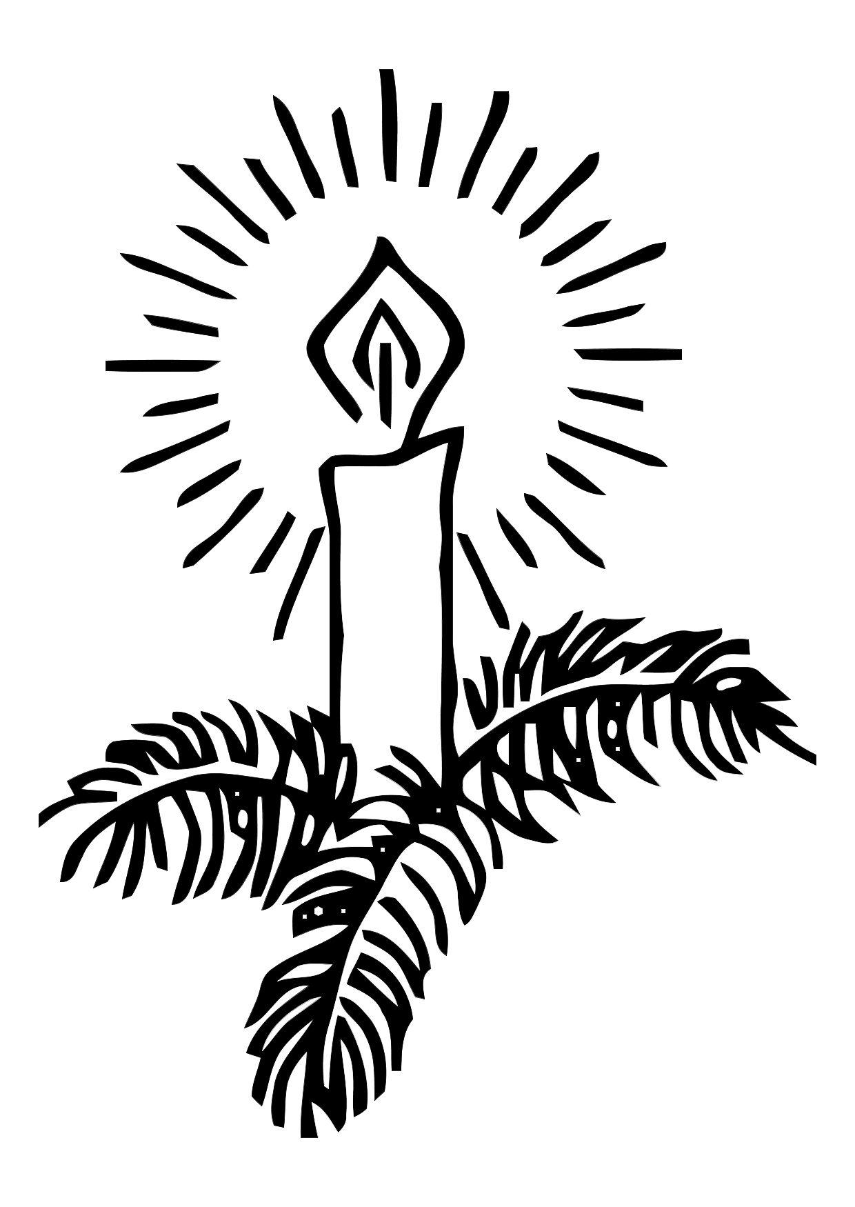 kerstkaars Kleurplaat kerstkaars