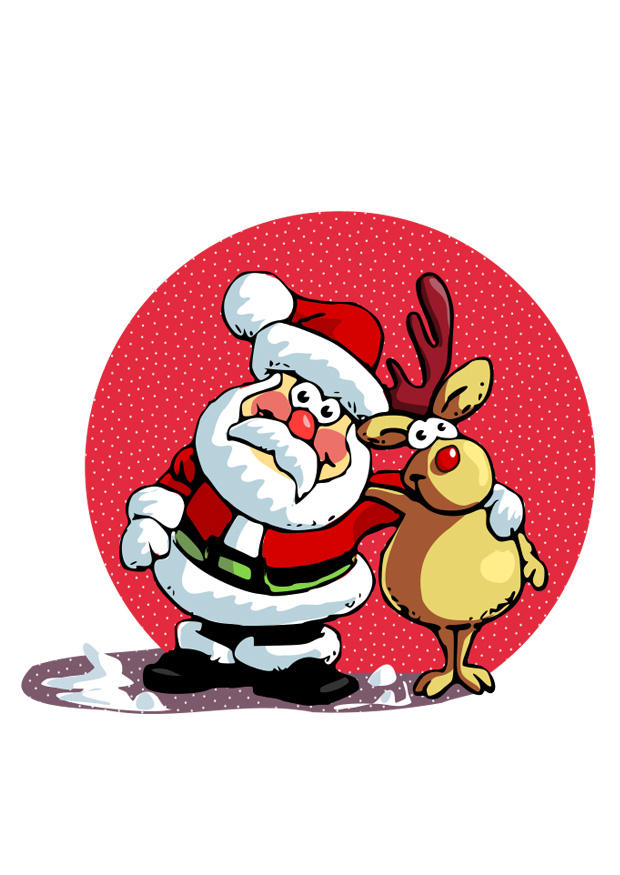 kerstman en rendier Afbeelding kerstman en rendier