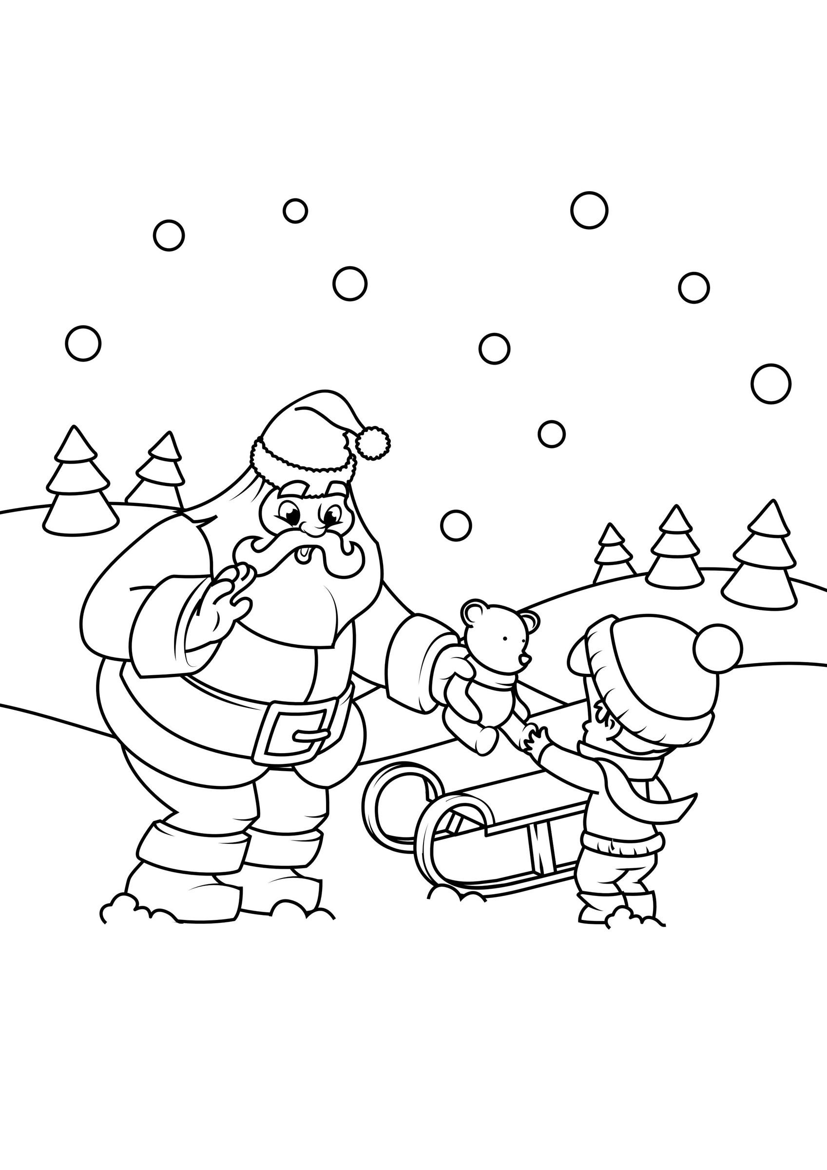 kerstman geeft pakje Kleurplaat kerstman geeft pakje