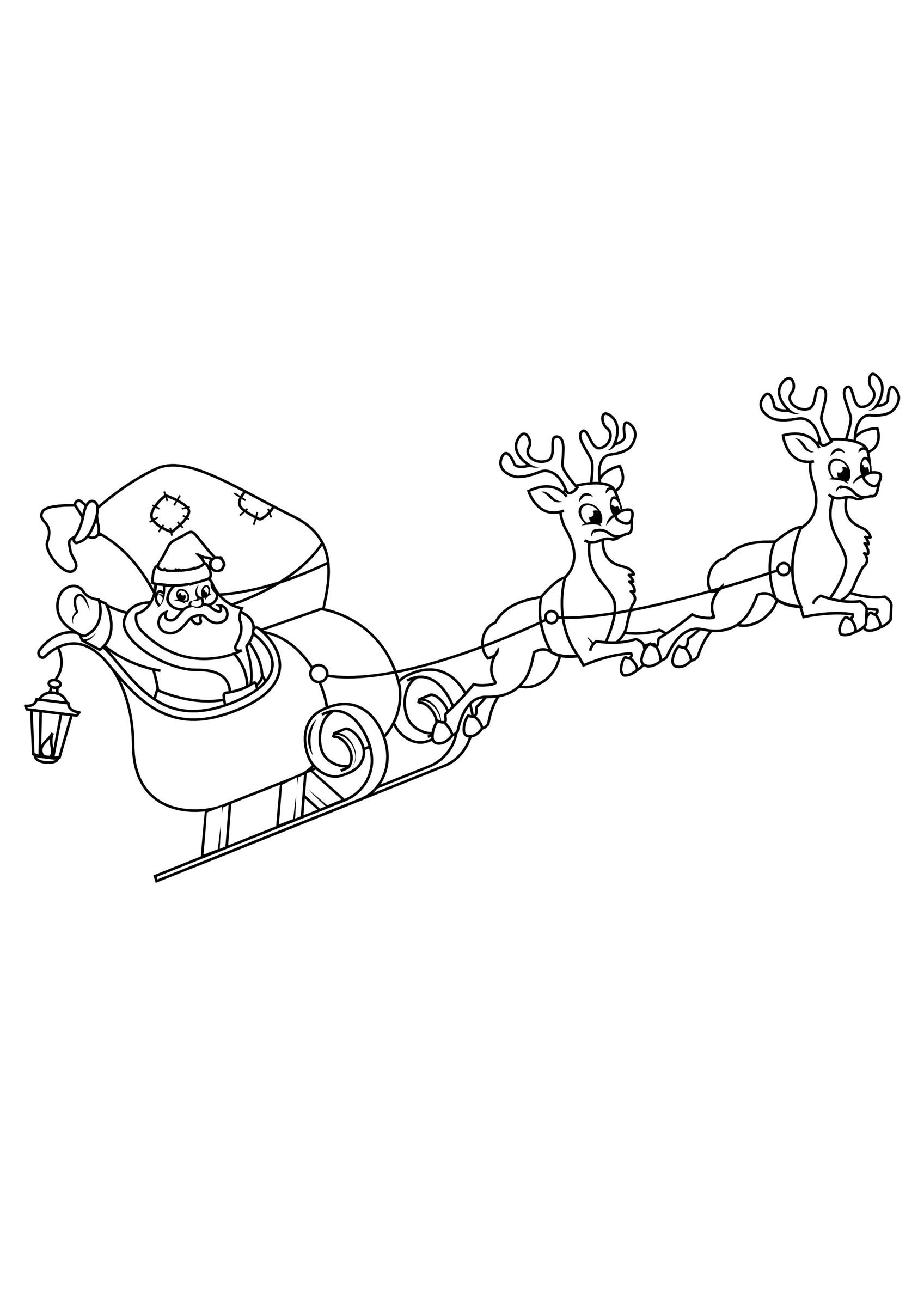 kerstman in slee Kleurplaat kerstman in slee
