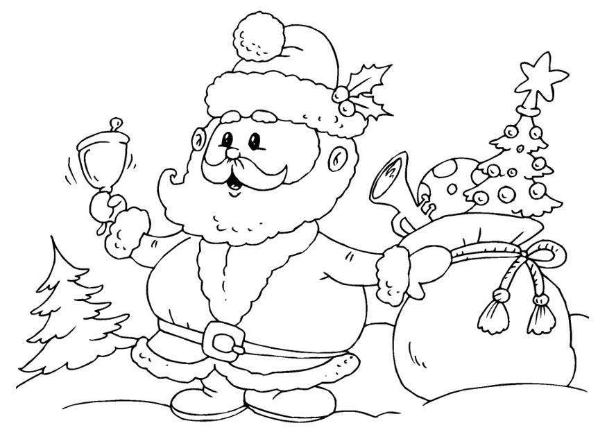 kerstman met pakjes Kleurplaat kerstman met pakjes
