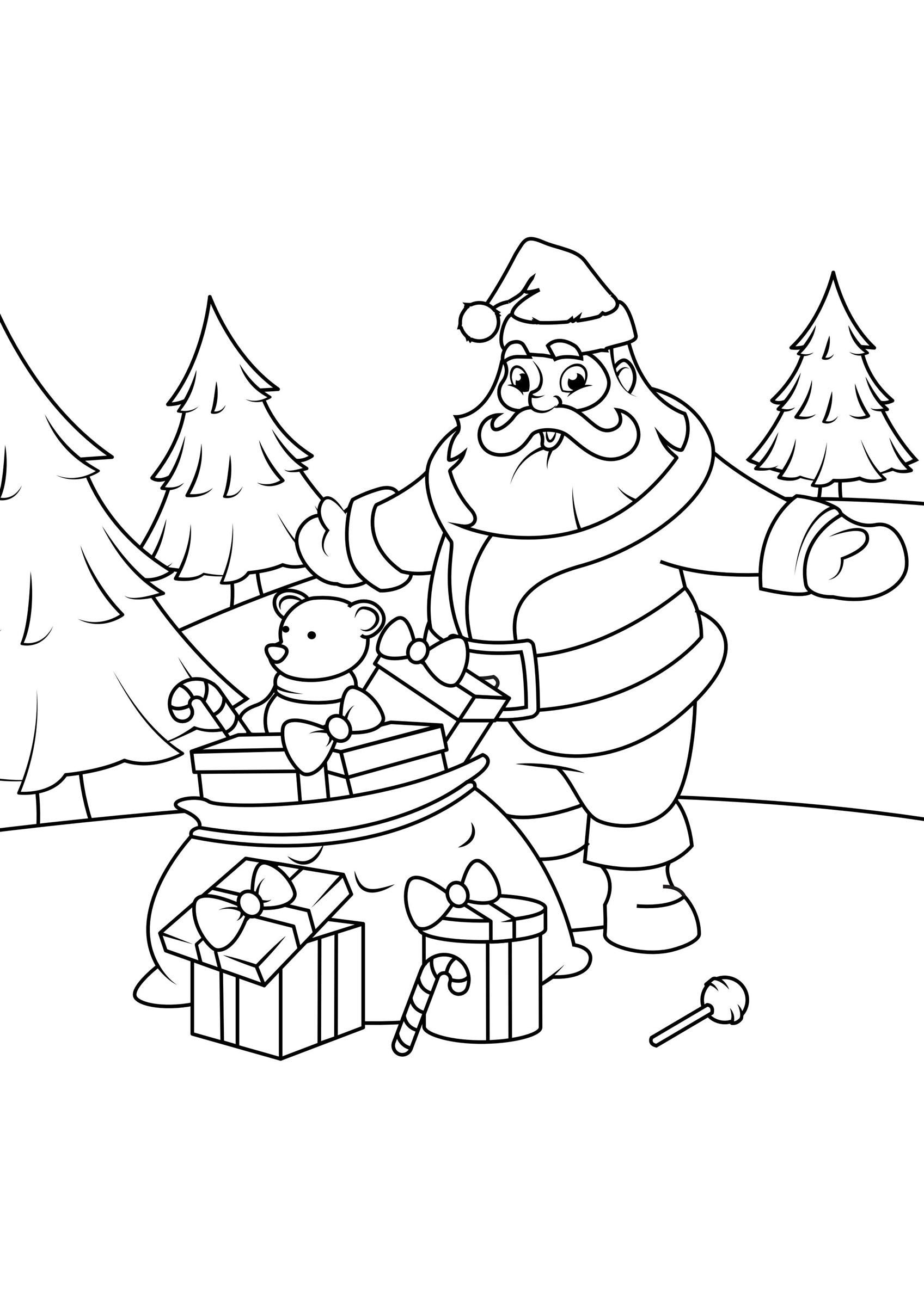 kerstman met pakjes Kleurplaat kerstman met pakjes