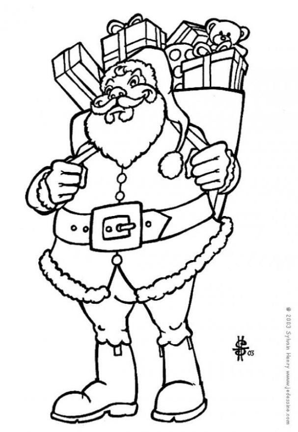 kerstman met pakjes Kleurplaat kerstman met pakjes