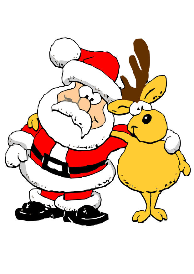 kerstman met rendier Afbeelding kerstman met rendier