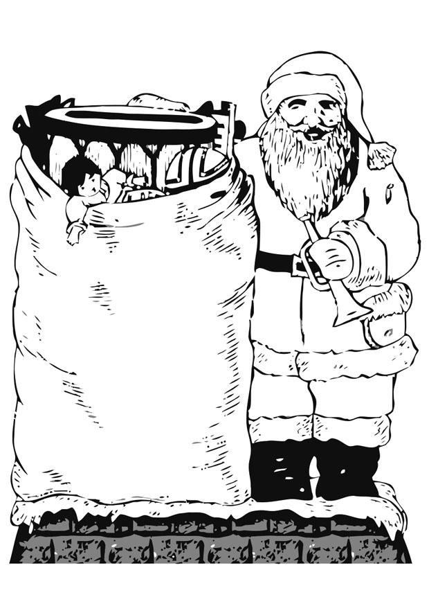 kerstman met speelgoed Kleurplaat kerstman met speelgoed