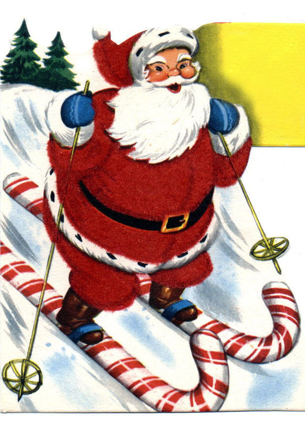 kerstman op skis Afbeelding kerstman op skis