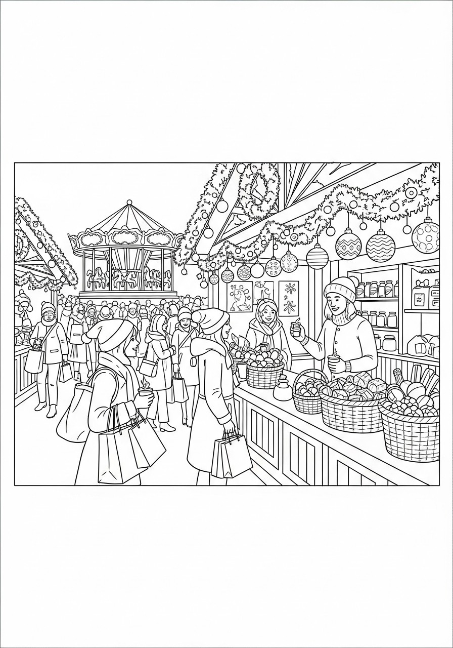 kerstmarkt Kleurplaat kerstmarkt