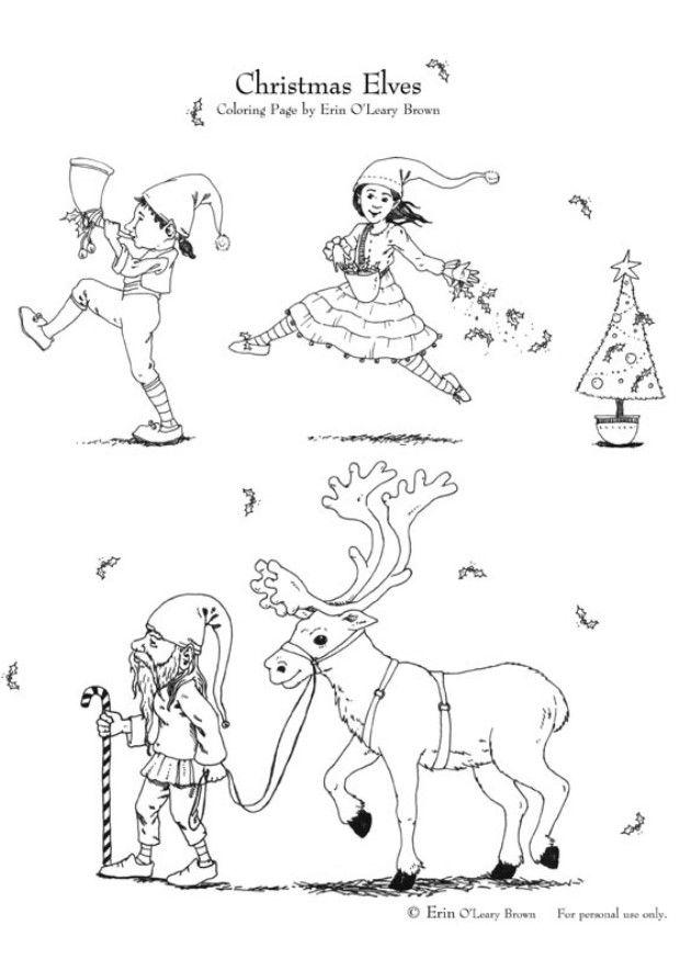 kerstmis elfjes Kleurplaat kerstmis elfjes