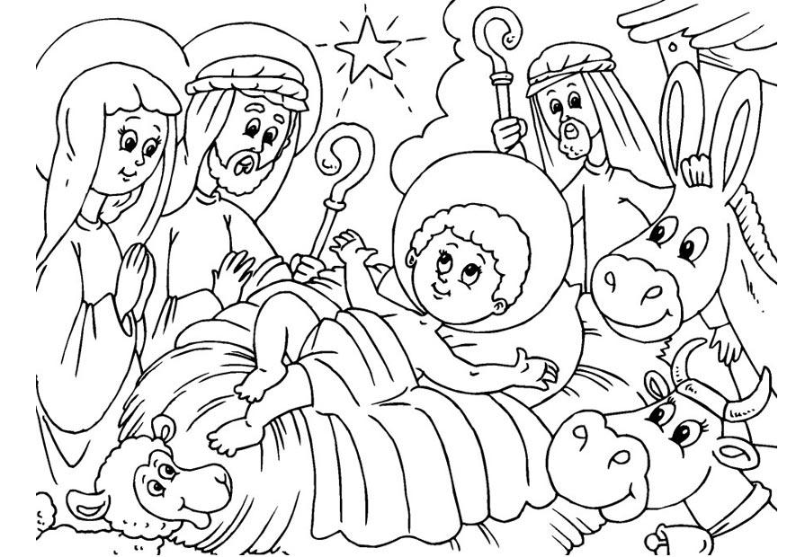 kerststal - geboorte van jezus Kleurplaat kerststal - geboorte van jezus