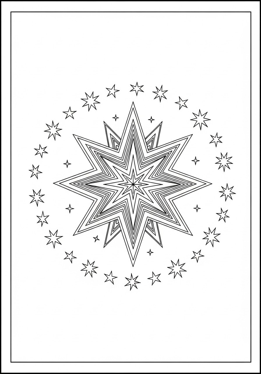 kerstster met kleine sterren Kleurplaat kerstster met kleine sterren